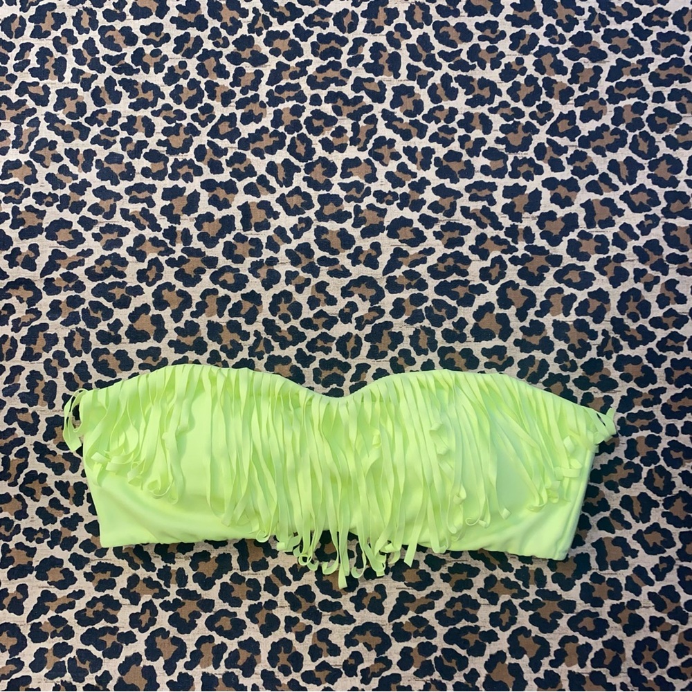 Victoria's Secret Lime Green Strapless Fringe Top